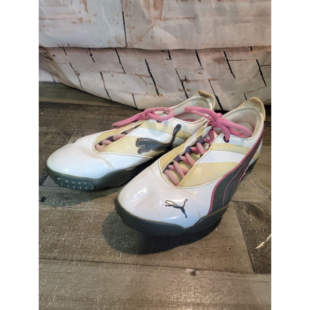 Puma white pink women's 7 cleats‎ shoes